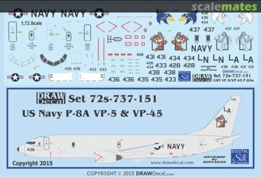 Boxart USN P-8As VP-5 & VP-45 44-737-151 Draw Decal