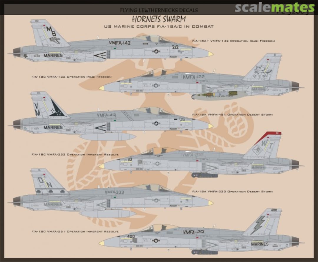 Boxart 'Hornets Swarm' US Marine Corps F/A-18A/C in Combat Part I FL32003 Flying Leathernecks