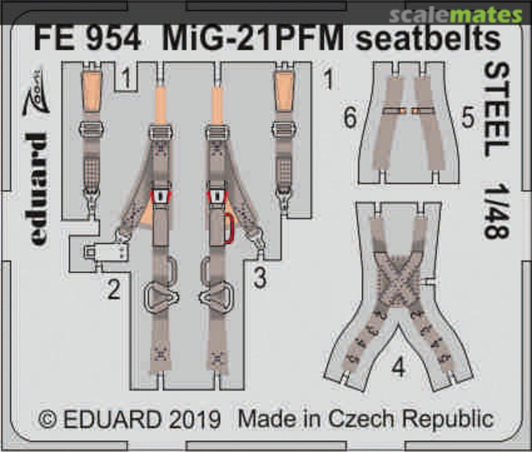 Boxart MiG-21PFM seatbelts STEEL EDUARD FE954 Eduard