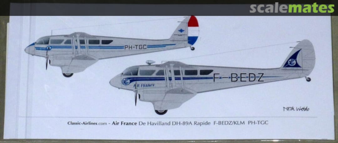 Boxart Air France De Havilland DH-89A Rapide F-BEDZ/KLM PH-TGC CA172-006 Classic Airlines