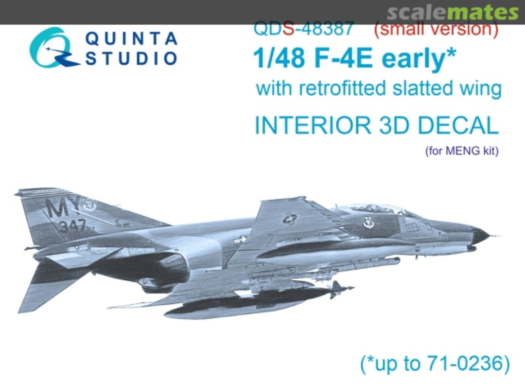 Boxart F-4E Early with Retrofitted Slatted Wing interior 3D decals (up to 71-0236) (small version) QDS-48387 Quinta Studio