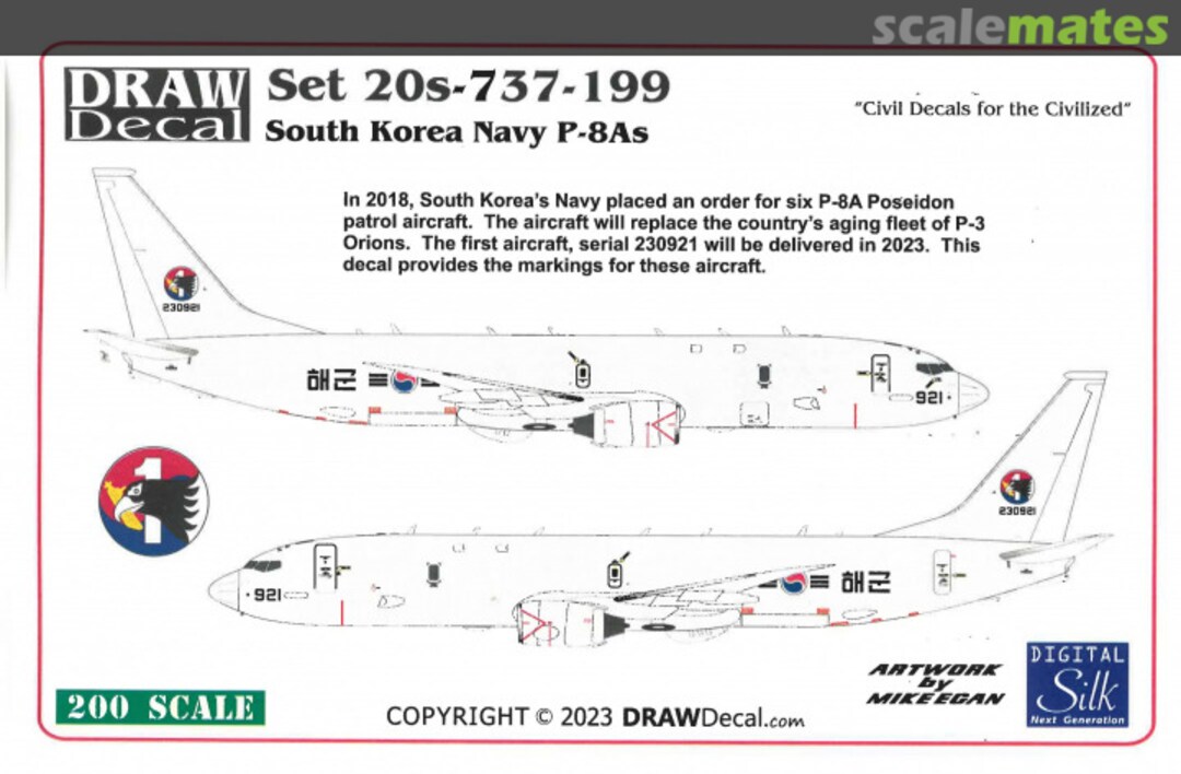 Boxart South Korean Navy P-8As 20S-737-199 Draw Decal