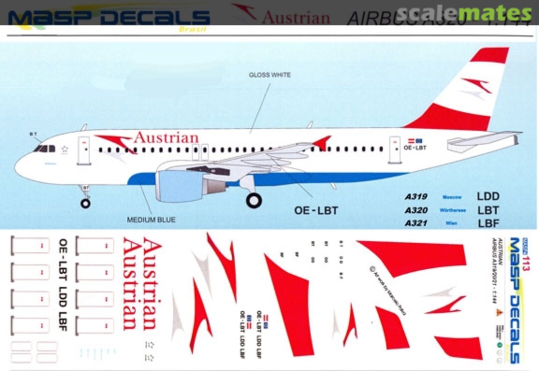 Boxart Airbus A319-112, A320-214, A321-211 MASP44-113 MASP Decals