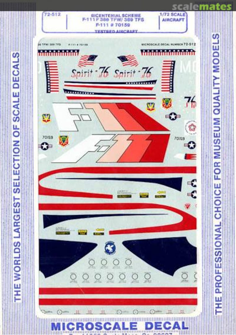 Boxart F-111F Bi-centennial & FB-111A Test 72-512 Microscale