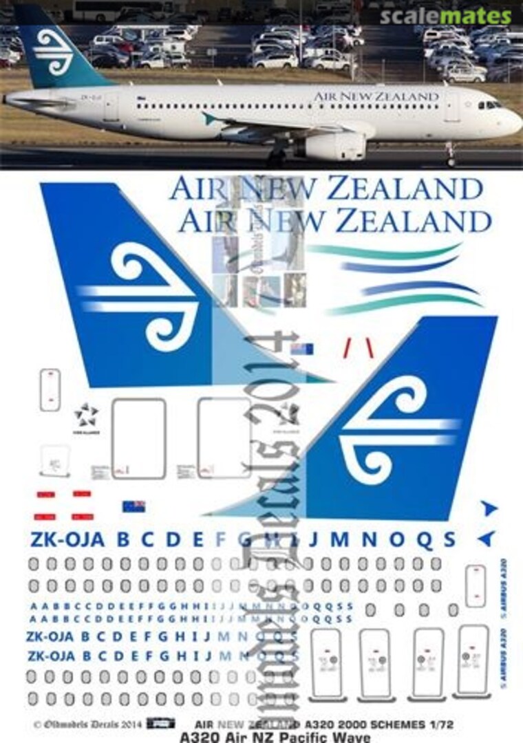 Boxart Air NZ A320 Pacific Wave 2000s scheme OMD0080 Oldmodels Decals