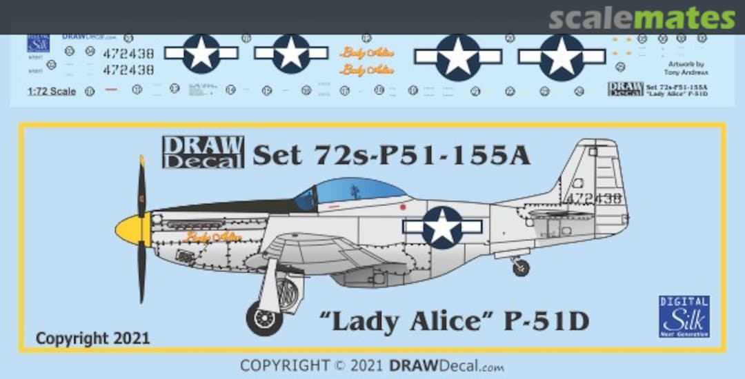 Boxart “Lady Alice” P-51D 72-P51-155A Draw Decal