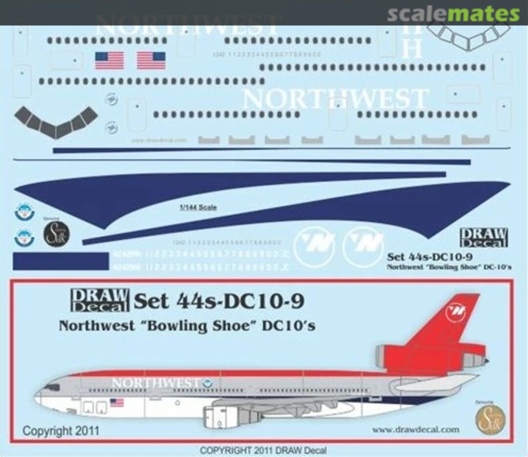 Boxart Northwest “Bowling Shoe” DC-10s 44-DC10-9 Draw Decal