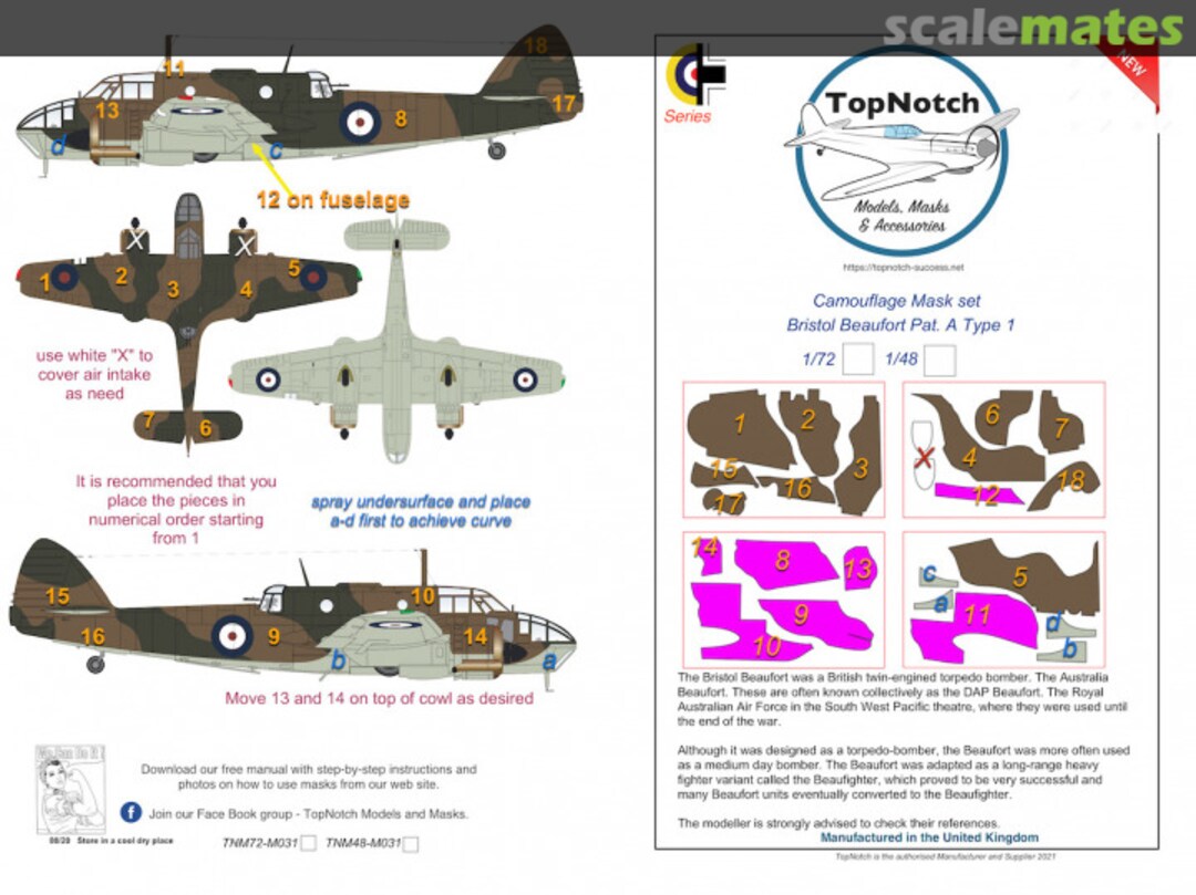 Boxart Bristol Beaufort Mk.I Pat. A Type 1 TNM48-M031 TopNotch