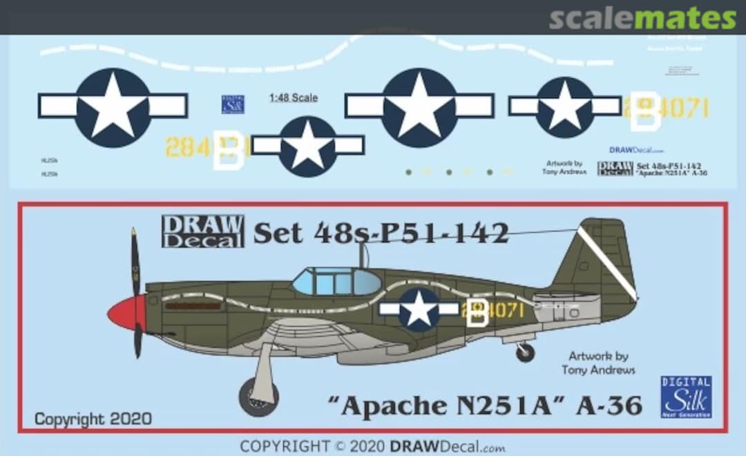 Boxart “Apache N251A” A-36 48-P51-142 Draw Decal