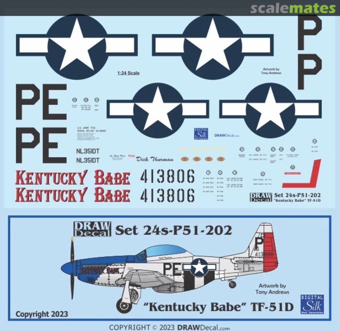 Boxart “Kentucky Babe” TF-51D 24-P51-202 Draw Decal