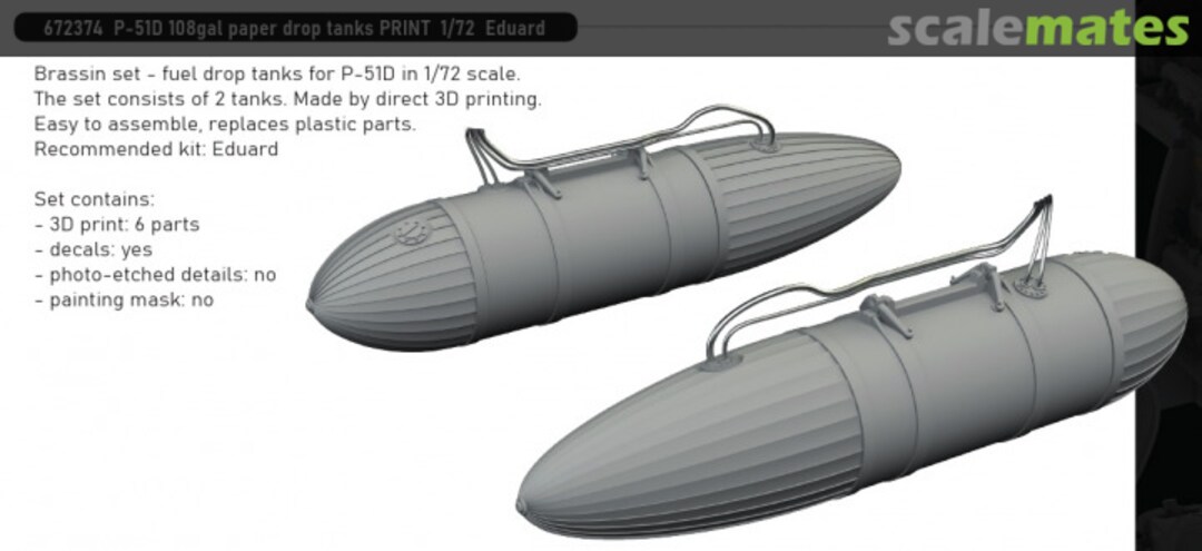 Boxart P-51D 108gal Paper Drop Tanks 672374 Eduard