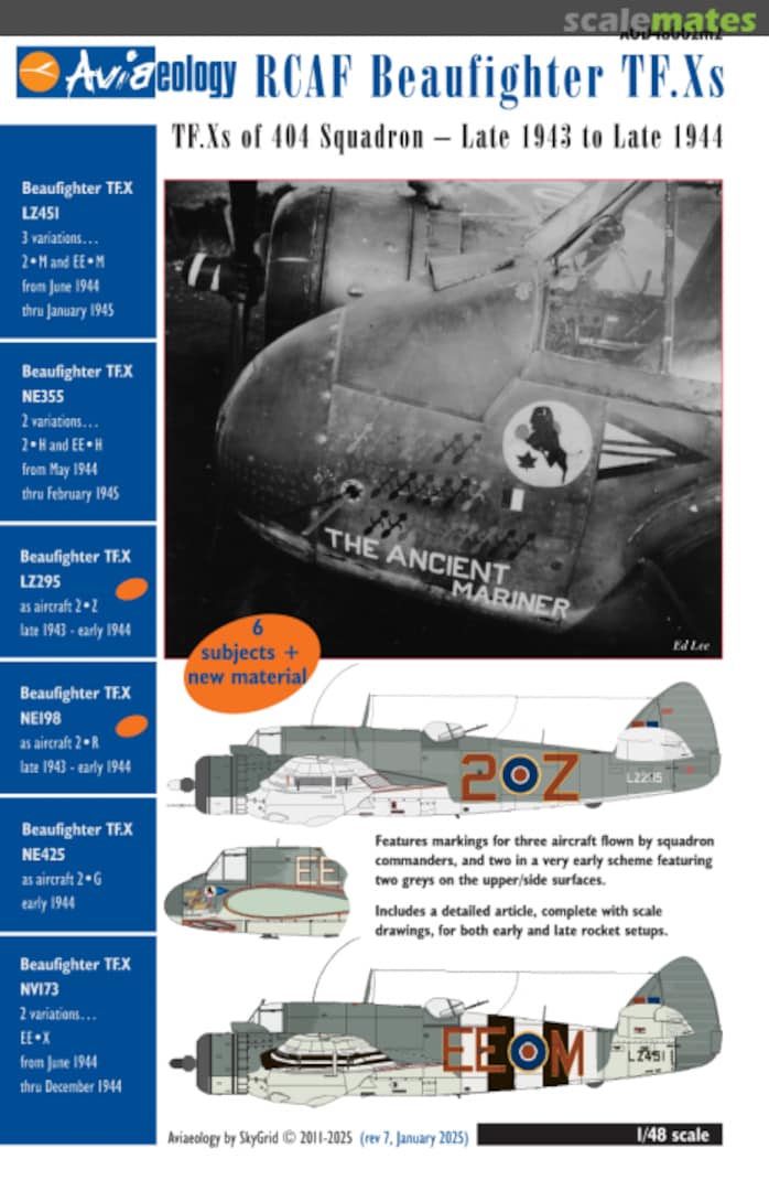 Boxart RCAF Beaufighter TF.Xs (updated and expanded) AOD48002m2 Aviaeology