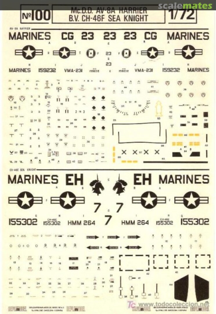 Boxart McDonnell Douglas AV-8A Harrier & B-V CH-46E Sea Knight 72-100 Replimodel