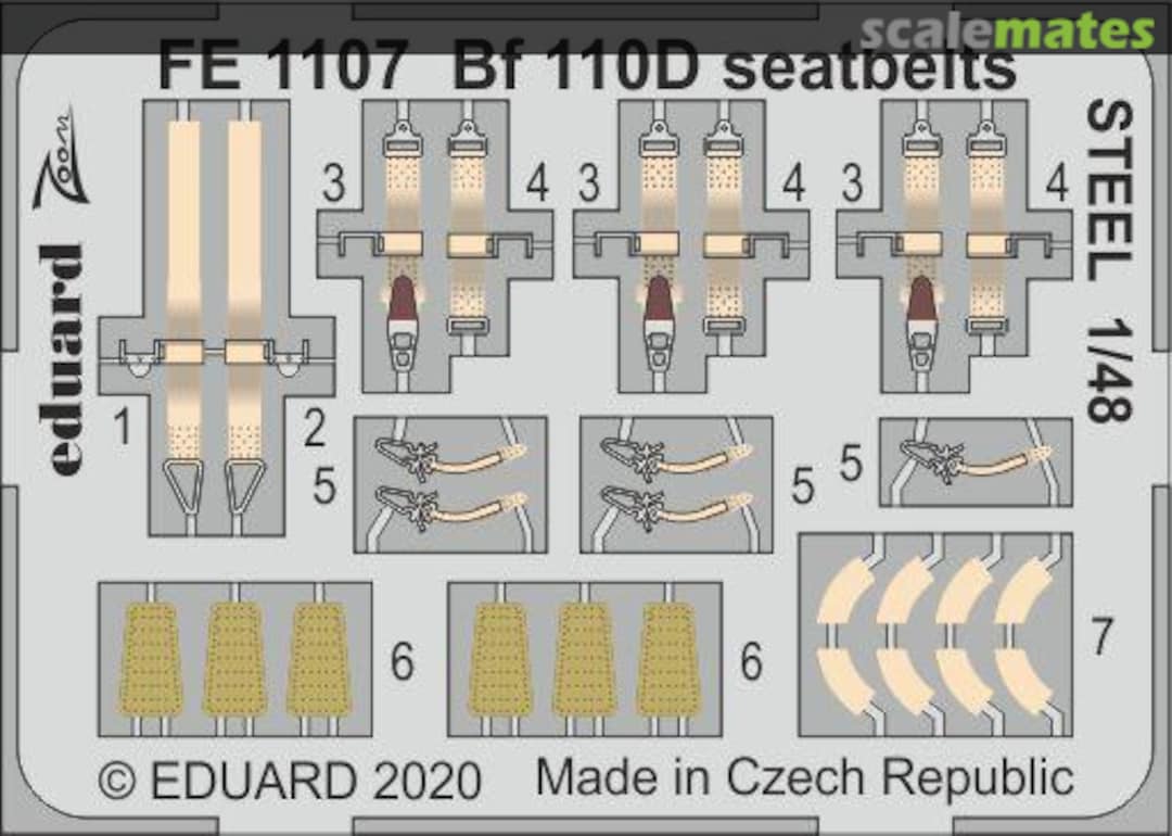 Boxart Bf 110D seatbelts STEEL DRAGON FE1107 Eduard