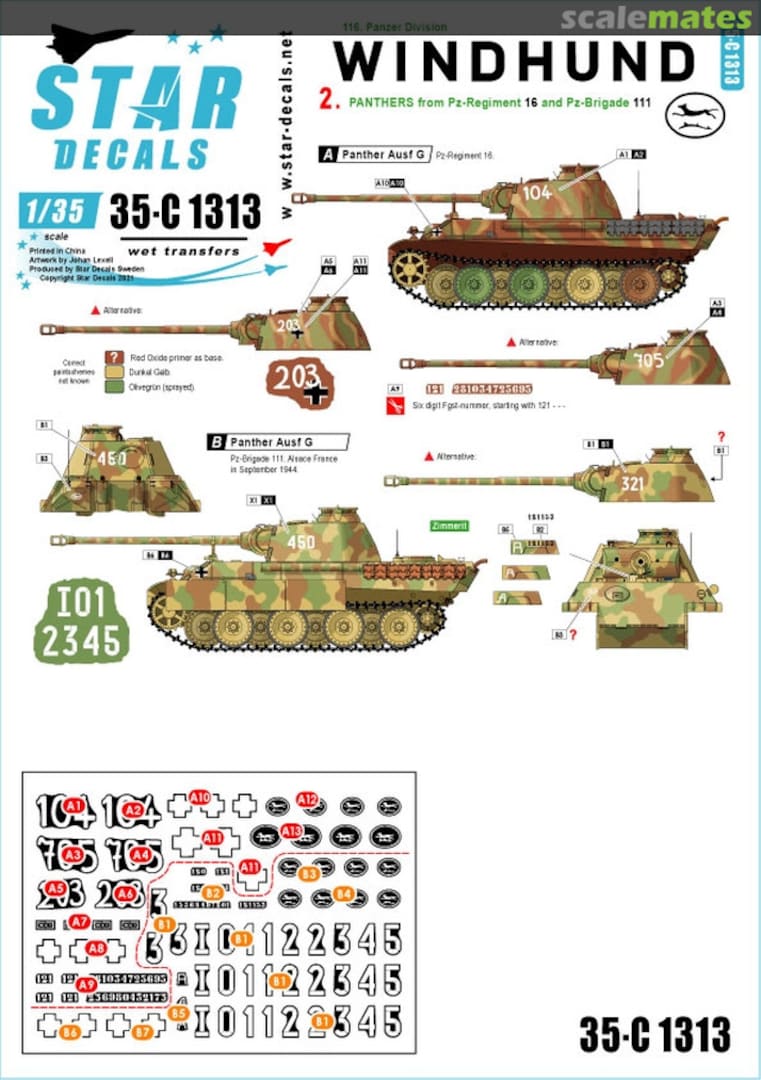 Boxart Windhund # 2. 35-C1313 Star Decals