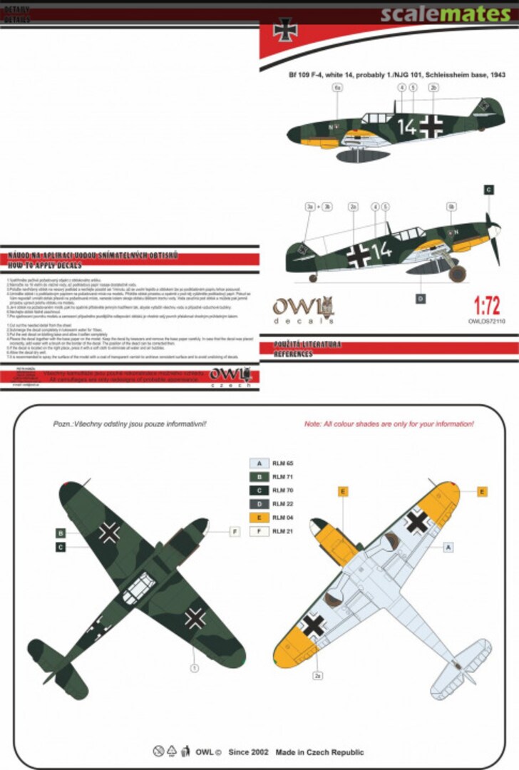 Boxart Bf 109 F-4, White 14, 1./NJG 101 OWLDS72110 OWL