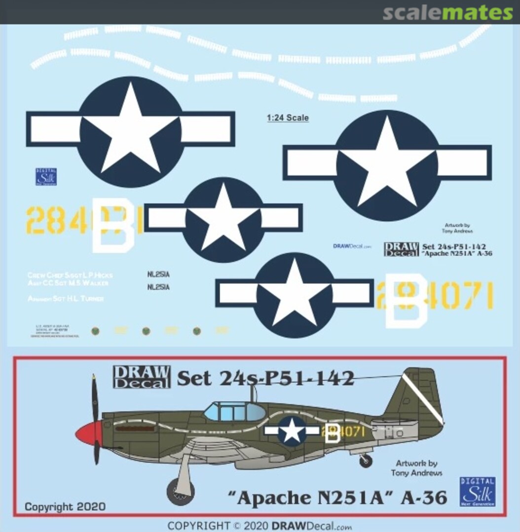 Boxart “Apache N251A” A-36 24-P51-142 Draw Decal