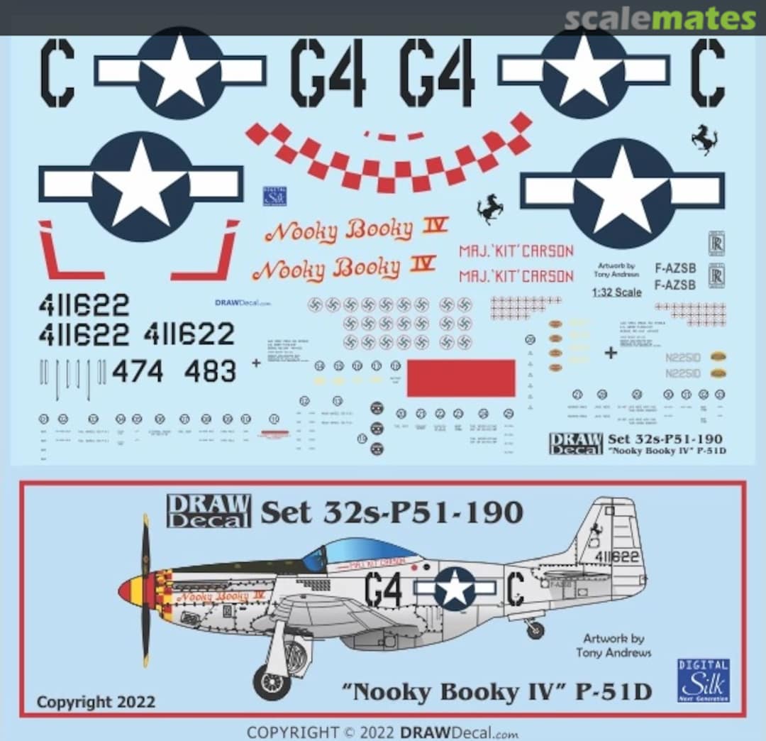 Boxart “Nooky Booky IV” P-51D 32-P51-190 Draw Decal