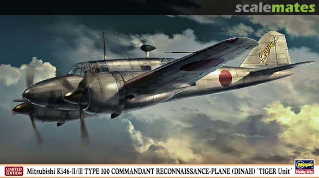 Boxart Mitsubishi Ki46-II/III Type 100 Commandant Reconnaissance-Pane (Dinah) 'Tiger Unit' 02128 Hasegawa