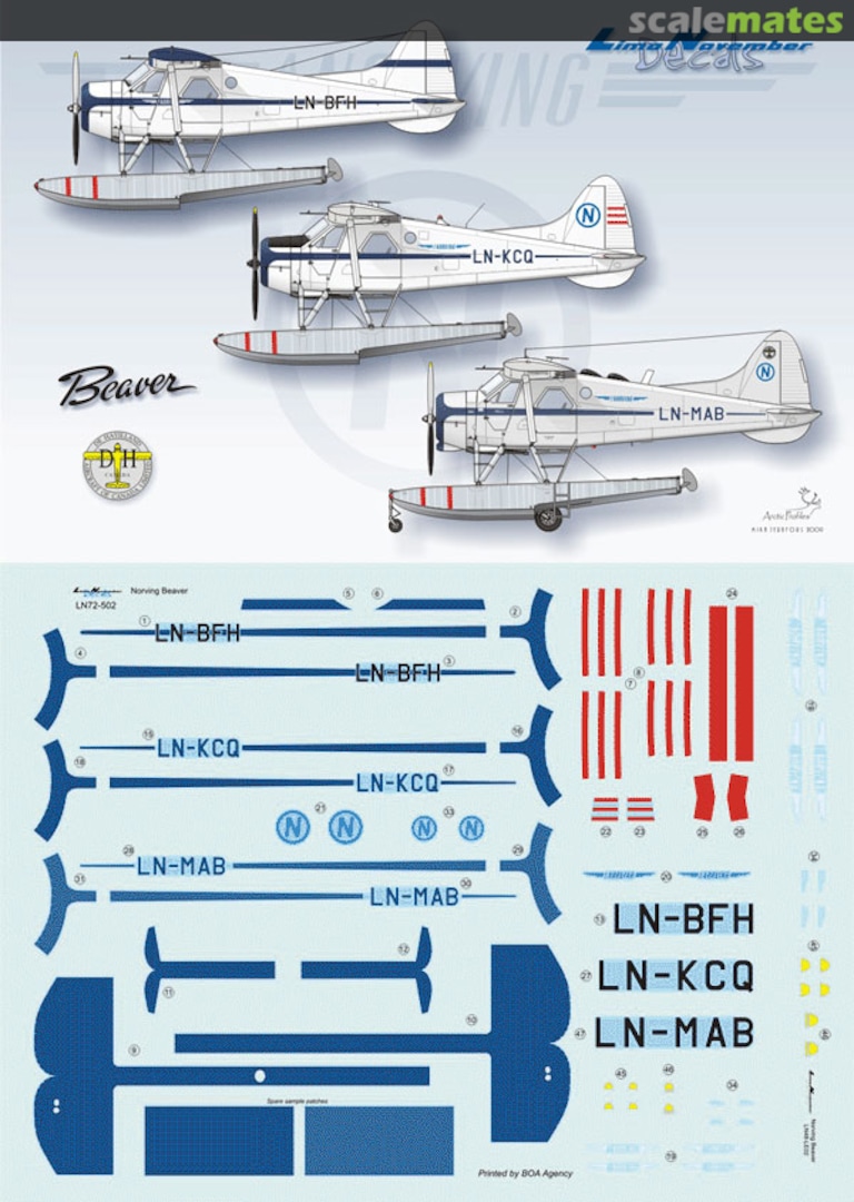 Boxart Norving de-Havilland-Canada DHC-2 Beaver LN72-502 Lima November Decals