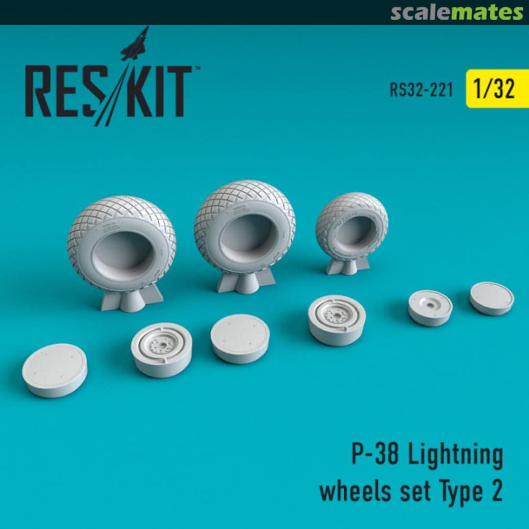 Boxart P-38 Lightning Type 2 wheels set RS32-0221 ResKit