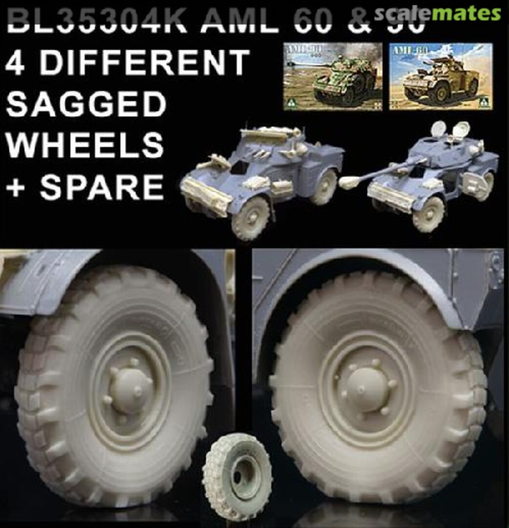 Boxart AML 60 & 90 4 DIFFERENT SAGGED WHEELS + 1 SPARE BL35304K Blast Models