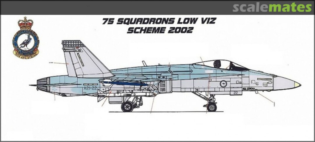 Boxart RAAF F/A-18A Hornet, A21-22, 75 Sqn. Low Viz early 2000s AAF-075 Hawkeye Models