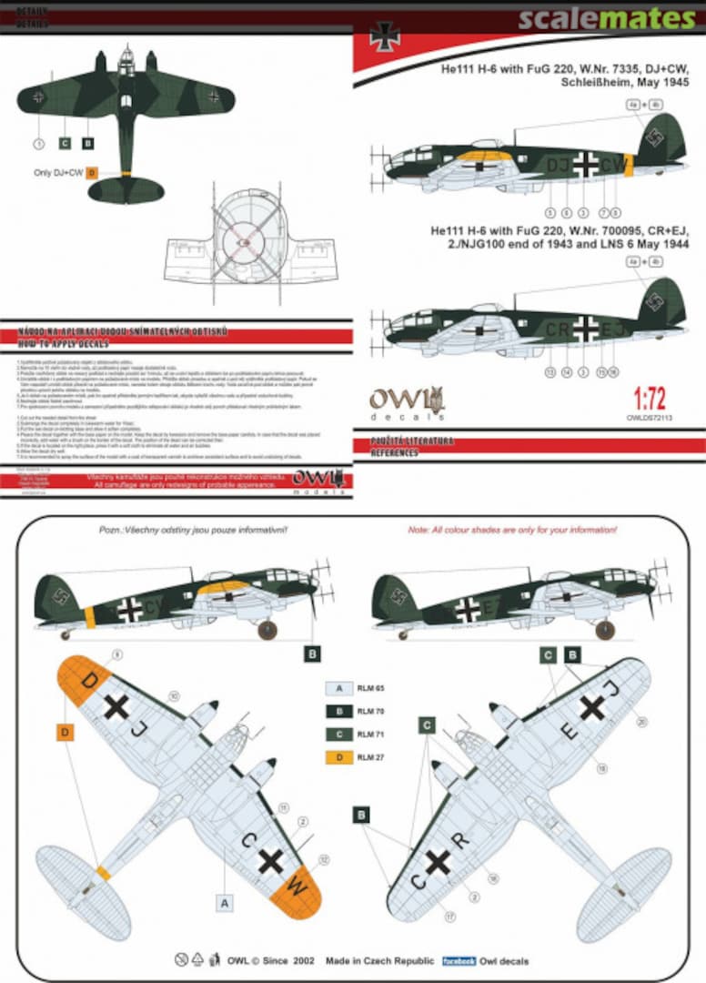 Boxart He 111 H-6 with FuG 220, trainer OWLDS72113 OWL