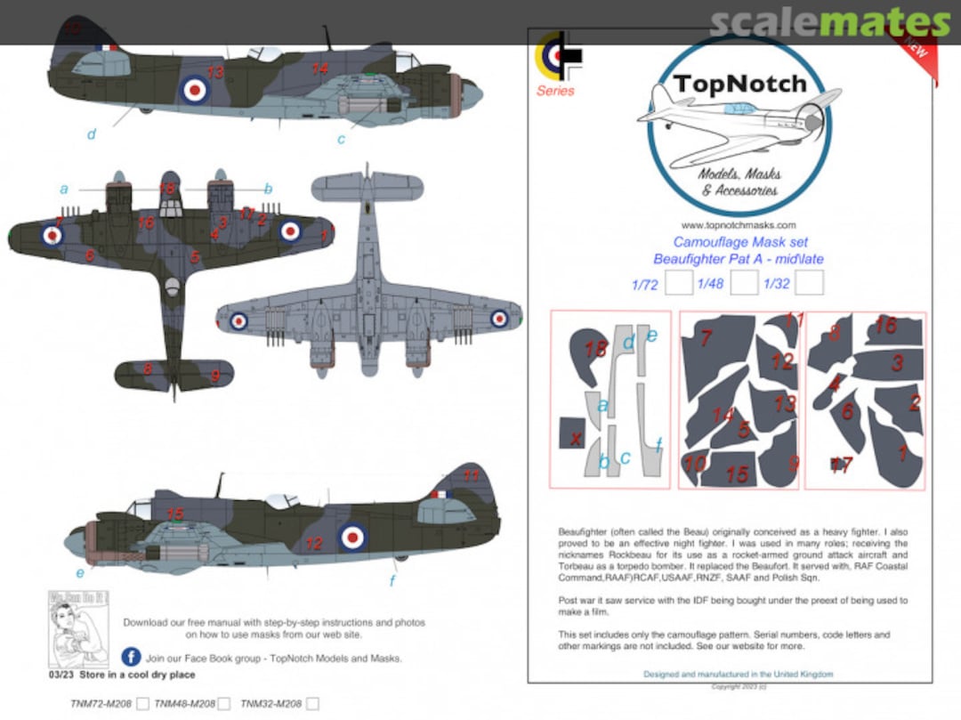 Boxart Bristol Beaufighter Pattern A Mid/Late TNM48-M208 TopNotch