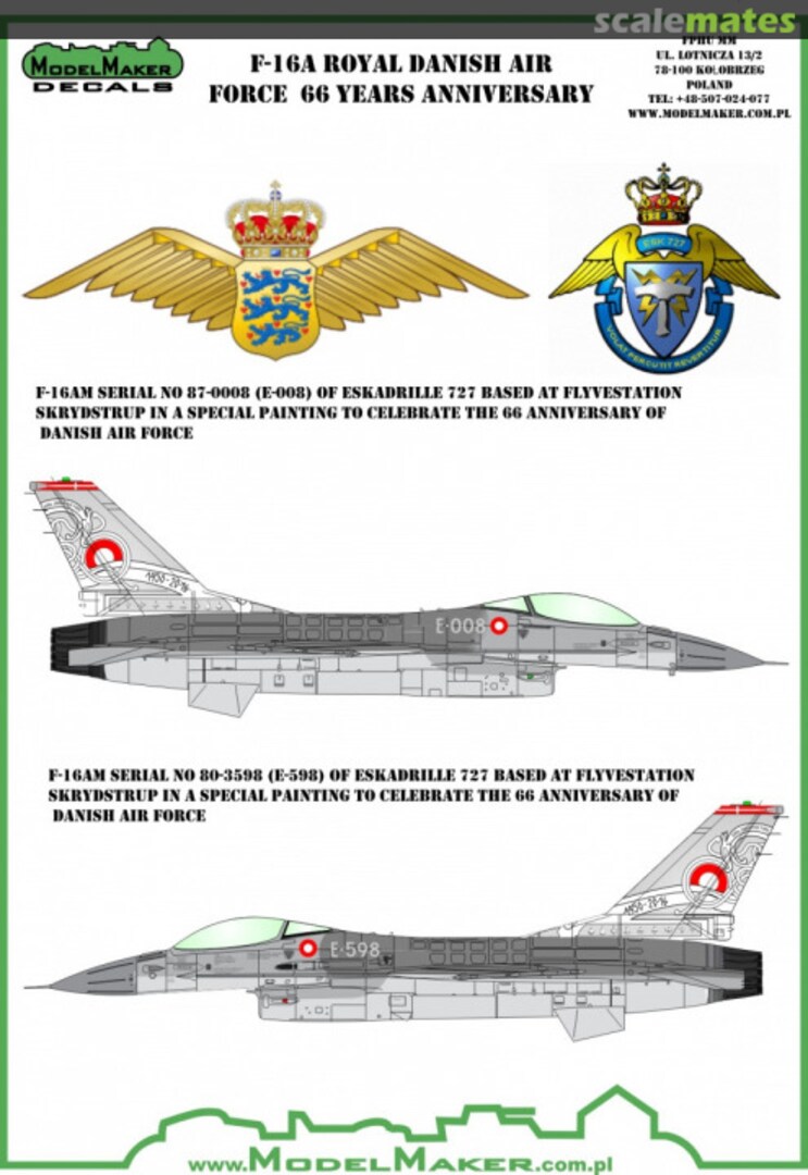 Boxart F-16A Royal Danish Air Force 66 Years Anniversary D72092 ModelMaker