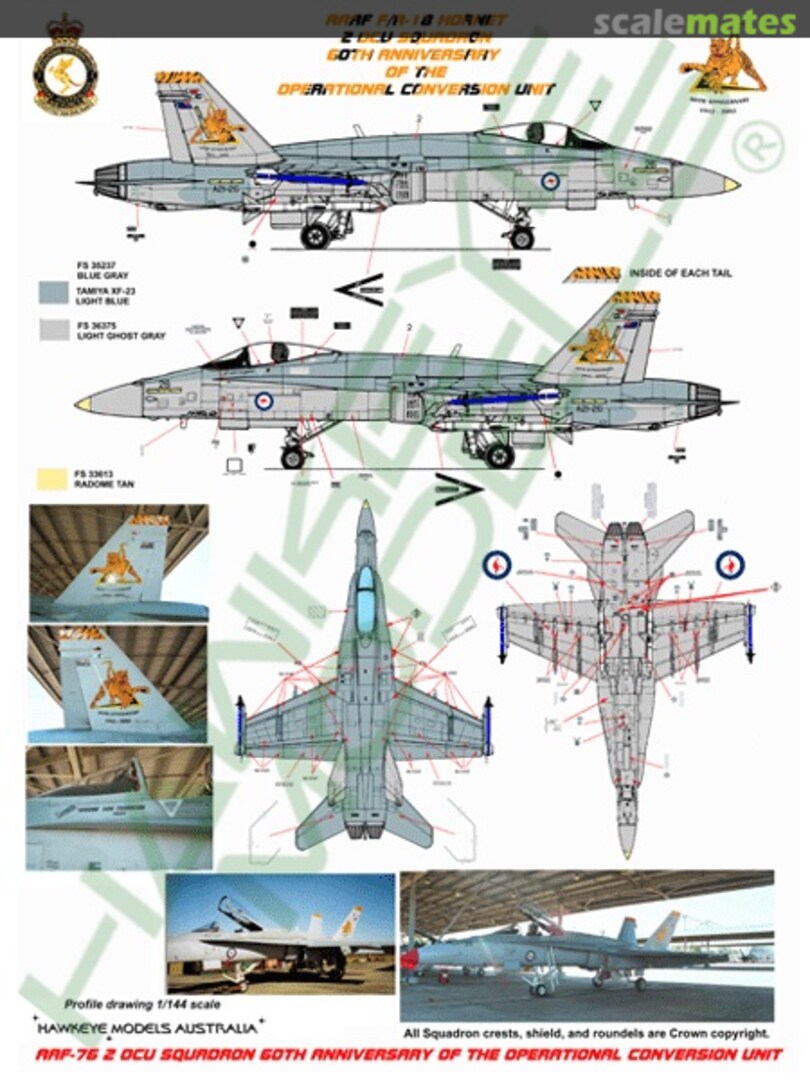 Boxart RAAF F/A-18A Hornet, A21-26, 2 OCU Tiger Tail AAF-076 Hawkeye Models