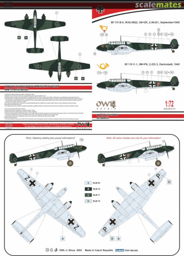 Boxart Bf 110 postal courier OWLDS72114 OWL