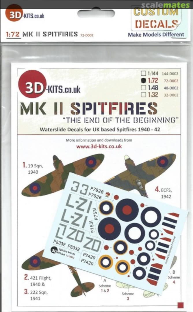 Boxart Mk II Spitfires 72-D002 3D-Kits