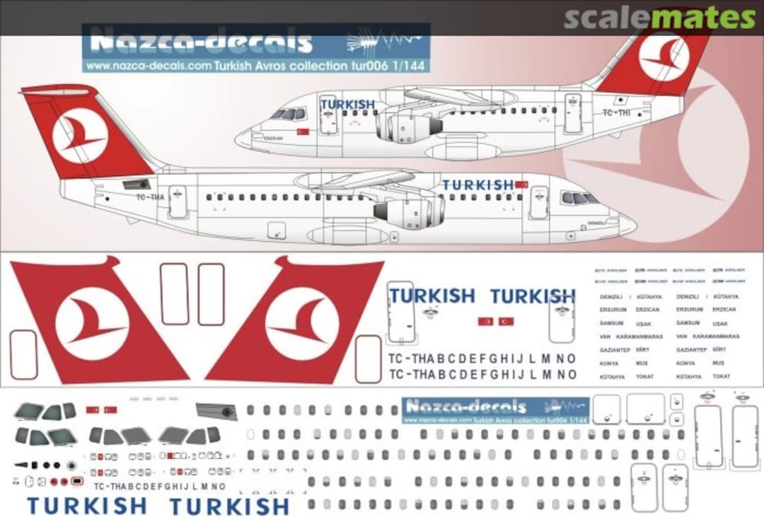 Boxart British Aerospace Avro RJ70, RJ100 TUR006 Nazca decals