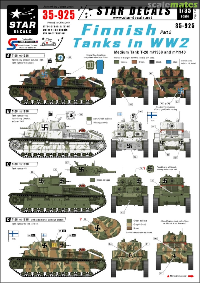 Boxart Finnish Tanks in WW2 Part 2 35-925 Star Decals