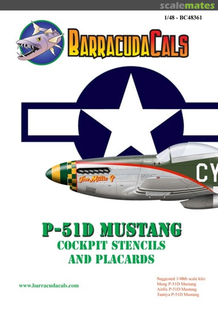 Boxart P-51D Cockpit Stencils and Placards BC48361 Barracuda Studios