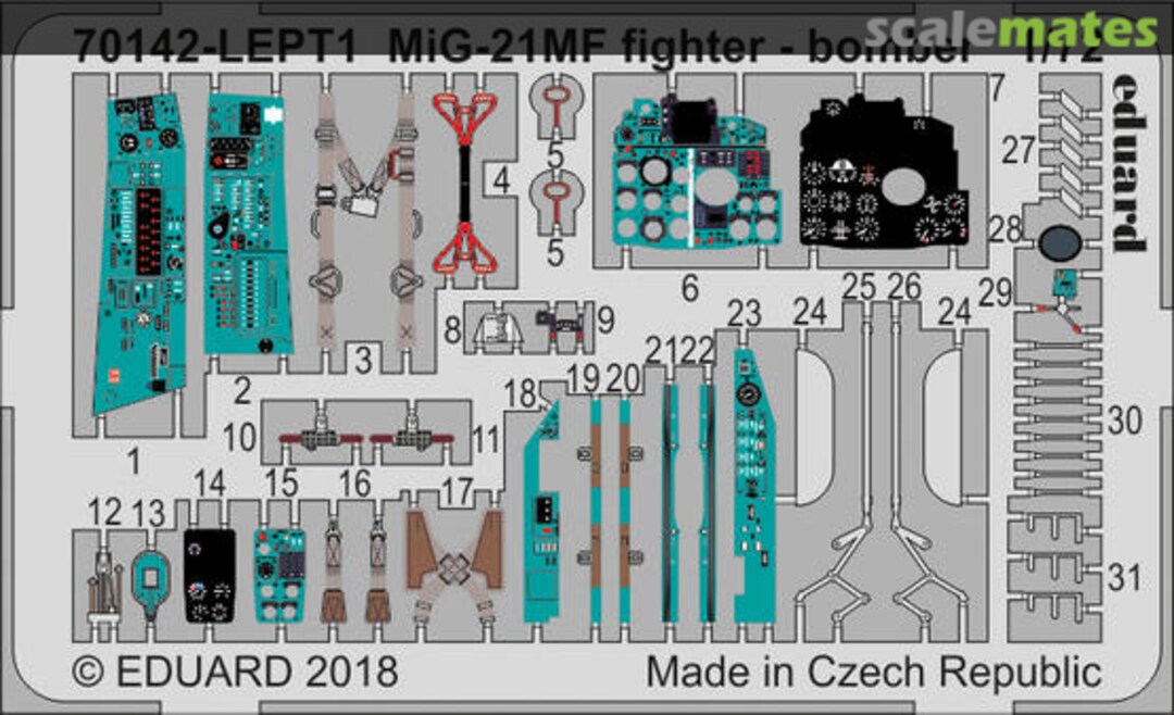 Boxart MiG-21MF fighter-bomber PE-set 70142-LEPT Eduard