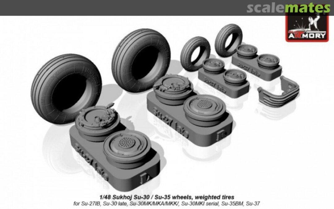 Boxart Sukhoj Su-30 / Su-35 wheels, weighted tires AW48024 Armory