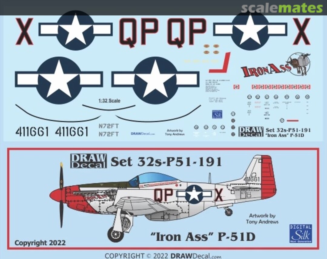 Boxart “Iron Ass” P-51D 32-P51-191 Draw Decal