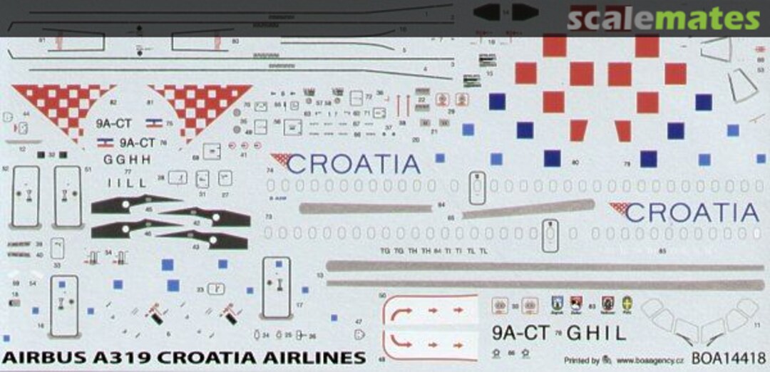 Boxart Airbus A319 Croatia Airlines BOA14418 BOA Decals