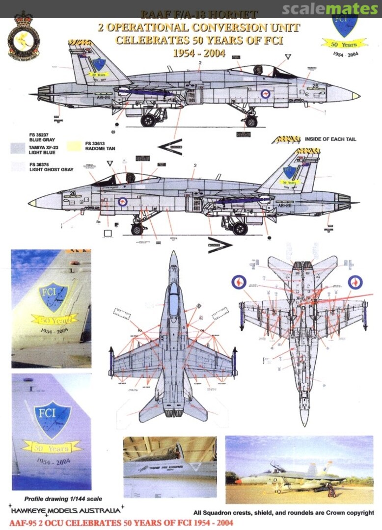 Boxart RAAF F/A-18A Hornet, A21-26, 2 OCU 50 Years FCI AAF-095 Hawkeye Models