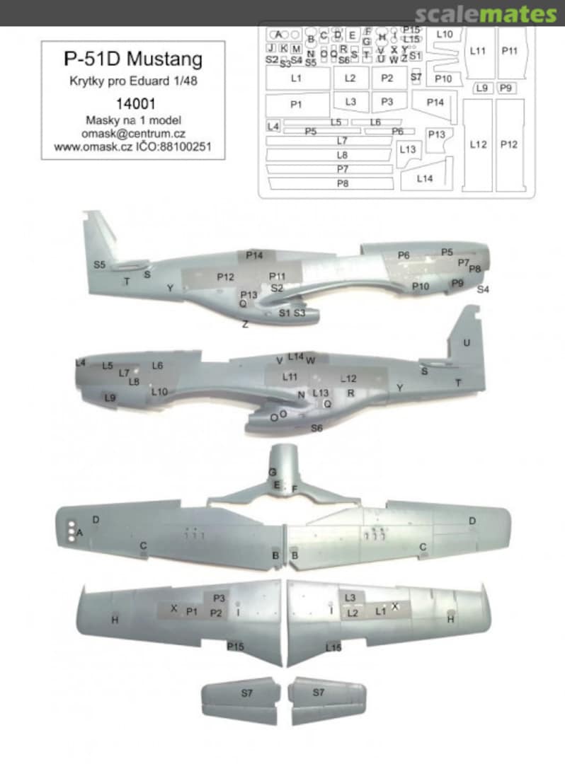 Boxart P-51D masky na krytky (pro Eduard) 14001 Omask