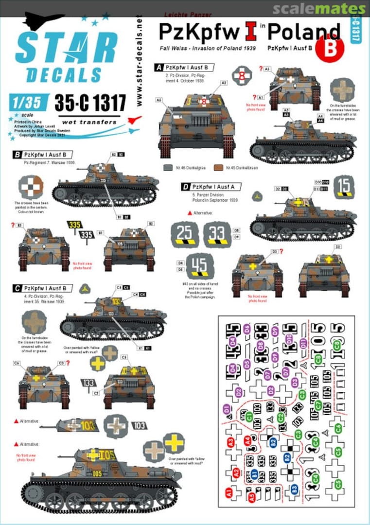 Boxart PzKpfw I in Poland 35-C1317 Star Decals