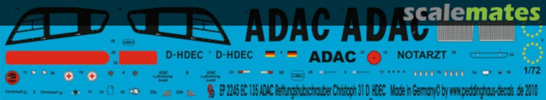 Boxart EC 135 ADAC Rettungshelicopter Christoph 31 D-HDEC EP 2245 Peddinghaus-Decals