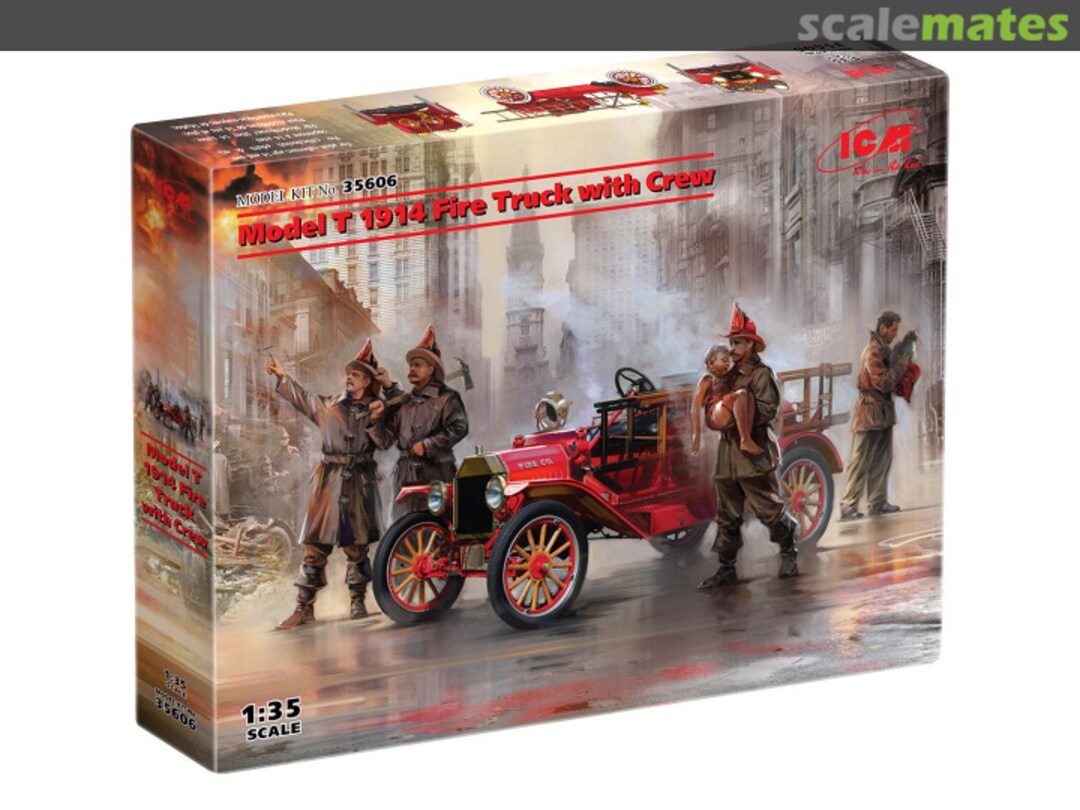 Boxart Ford T 1914 Fire Truck with Crew 35606 ICM