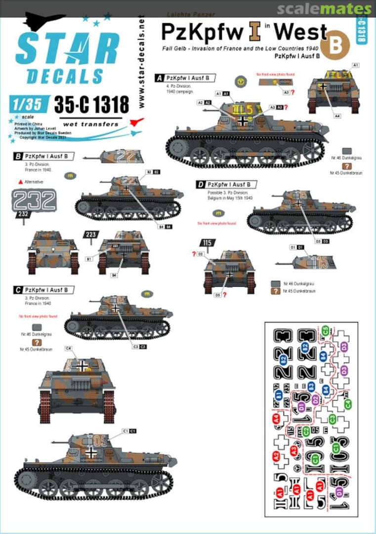 Boxart PzKpfw I in West 35-C 1318 Star Decals