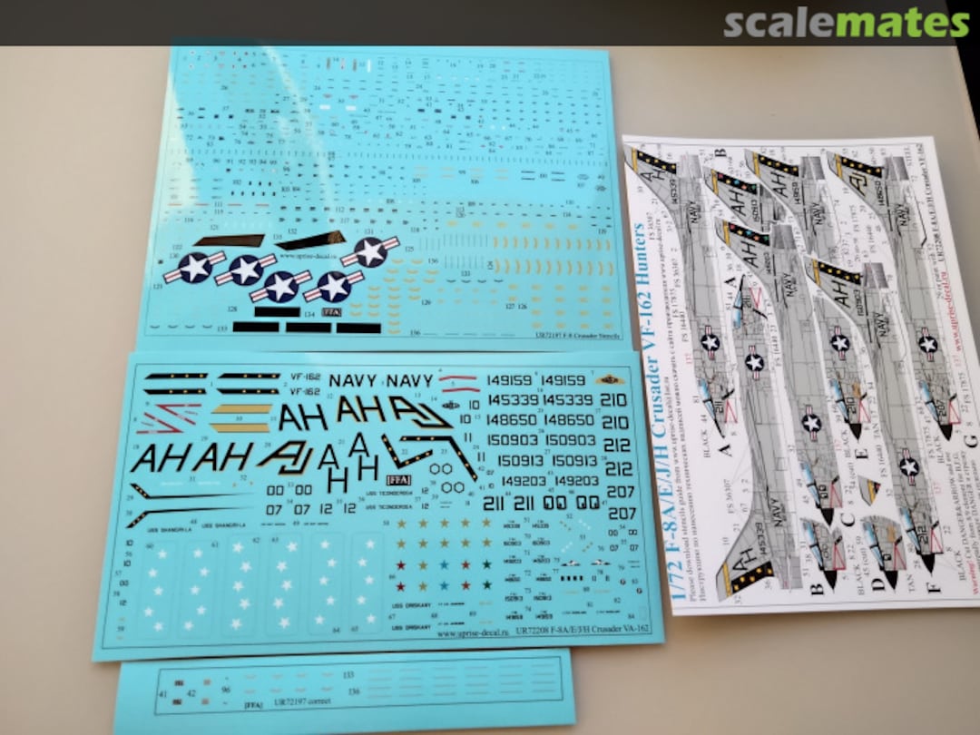 Contents F-8A/E/J/H Crusader VF-162 Hunters UR72208 UpRise Decal Serbia