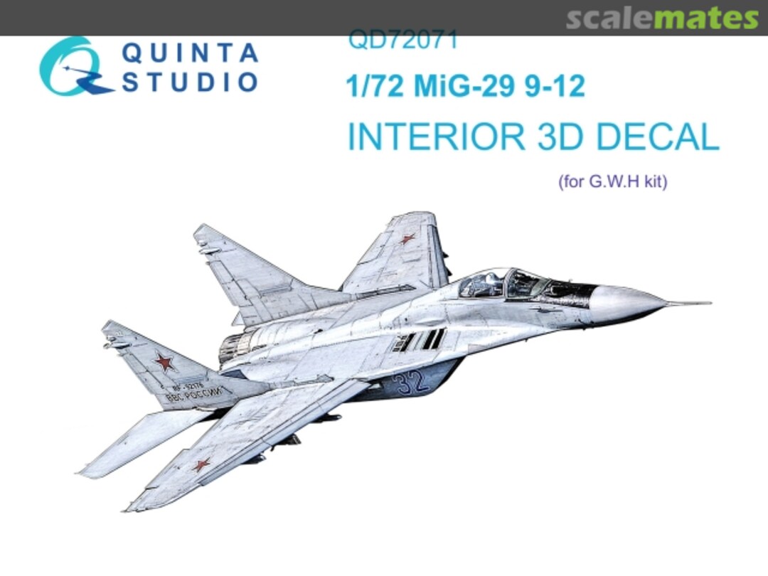 Boxart Mig-29 9-12 interior 3D decals QD72071 Quinta Studio