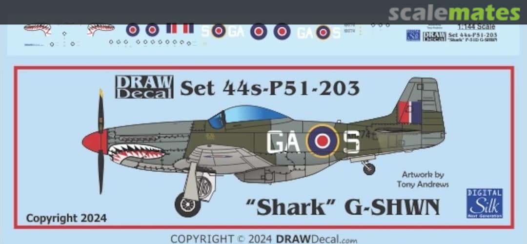 Boxart “Shark” G-SHWN P-51D 44-P51-203 Draw Decal