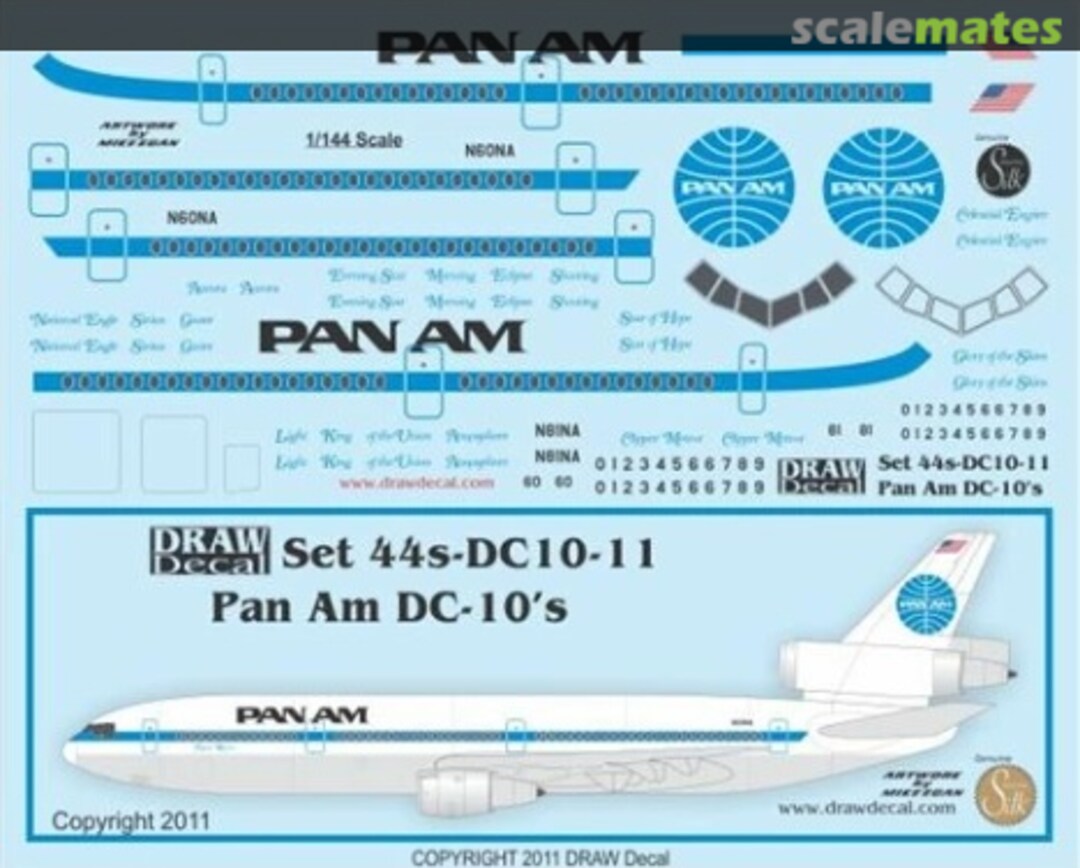 Boxart Pan Am DC-10s 44-DC10-11 Draw Decal